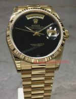 High Quality Copy Rolex Day Date Black Onyx Dial All Gold Watch